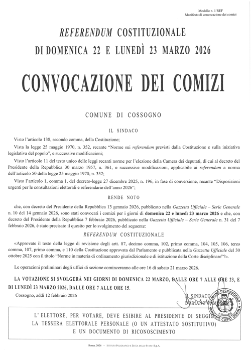 Convocazione comizi per referendum costituzionale
